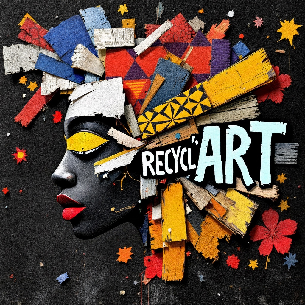 Visuel officiel de l'exposition Recycl'Art : une main composée d'emballages recyclés